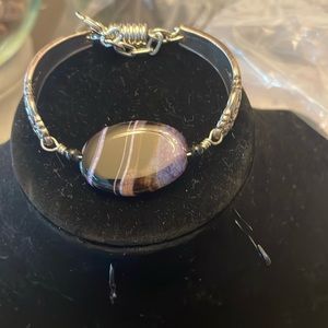 Beautiful Silver and Stone magnetic clasp Bracelet